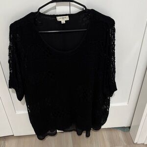 Umgee Women's Black Crochet Blouse